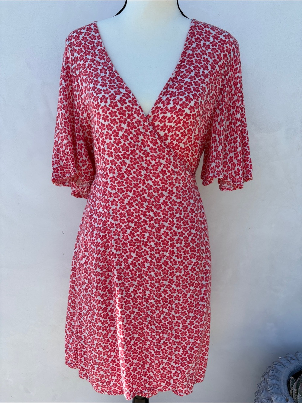 Billabong Red Floral V-Neck Wrap Dress